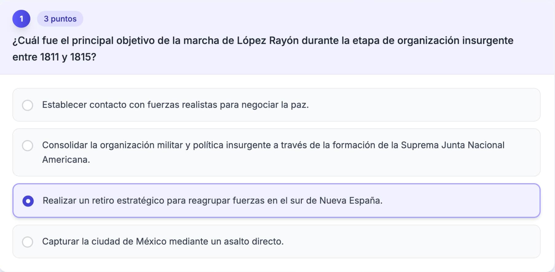 Interfaz de opción múltiple con retroalimentación inmediata